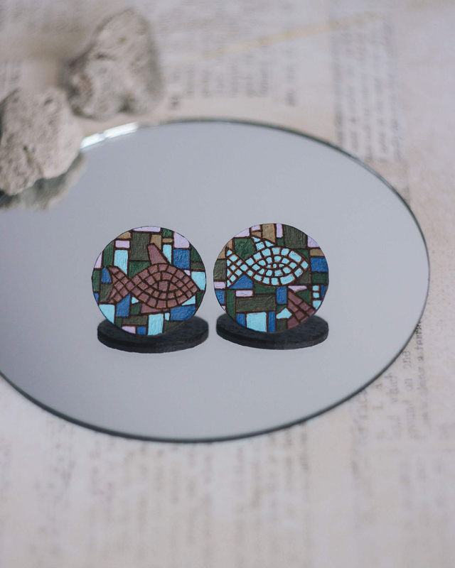 Kolczyki sztyfty z mozaiką