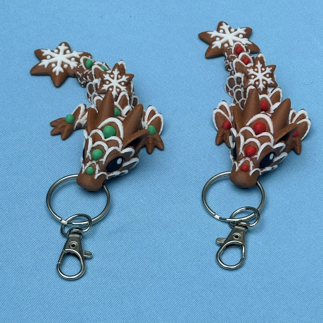 3D Printed Christmas Gingerbread Dragon Keyring