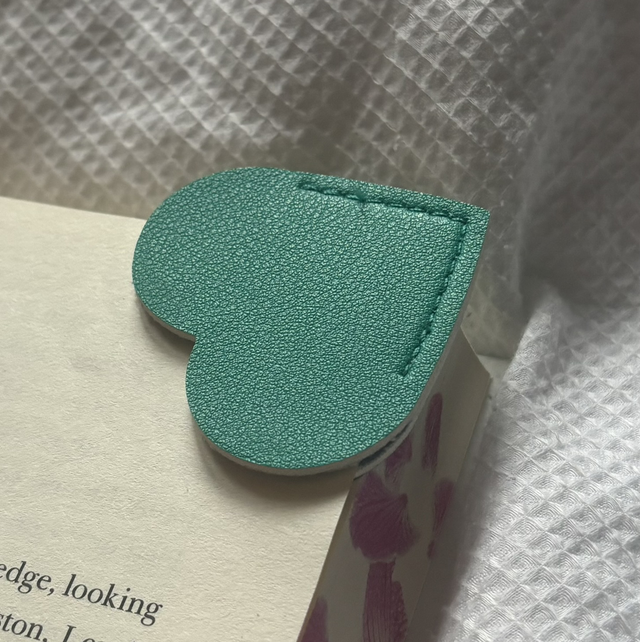 Personalised Leather Heart Bookmark | Turquoise | Engraved