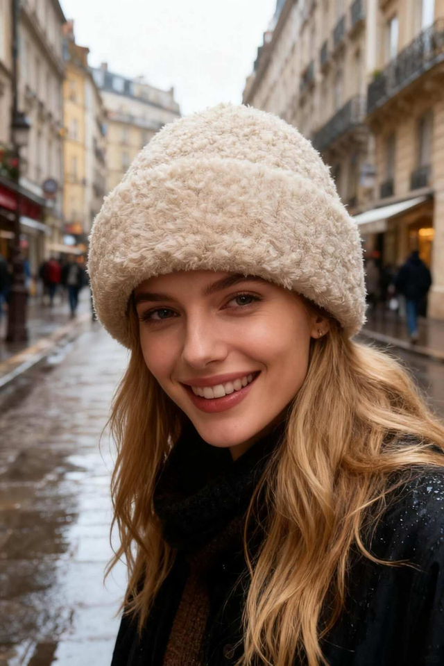 Bonnet effet moutonné 