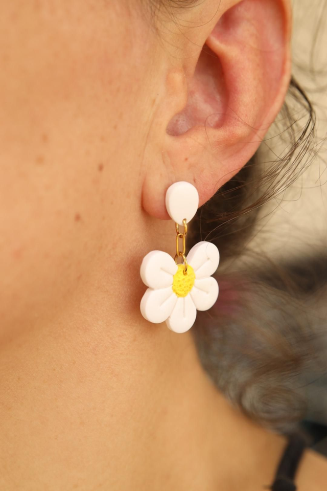 Boucles d&#039;oreilles Fleurs Blanches 
