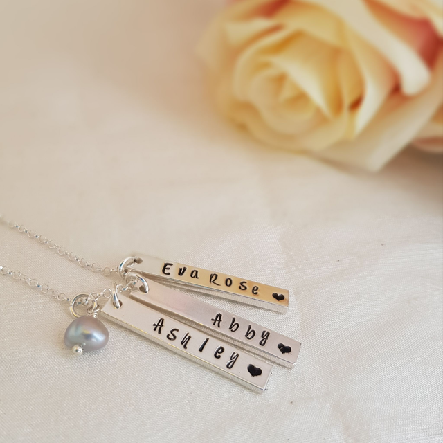 Personalised family bar necklace