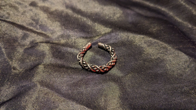 Complex reverse twisted silver ring