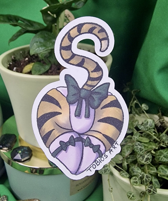 Furry Tiger Bum Glitter Vinyl Sticker 