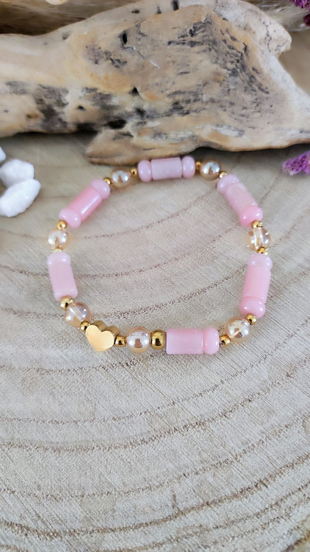 Bracelet "Amour" Opale rose