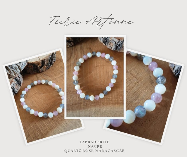 Labradorite ~ nacre ~ quartz rose Madagascar 