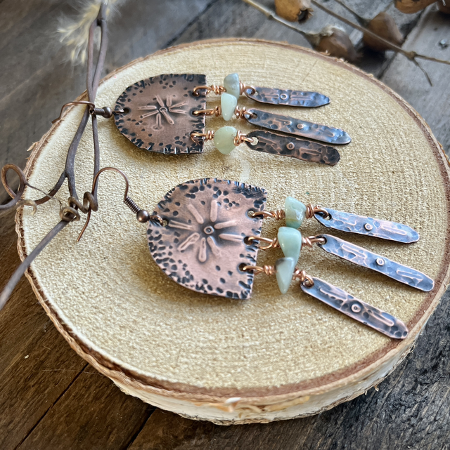 Boucles d’oreilles Cuivre et Amazonite 