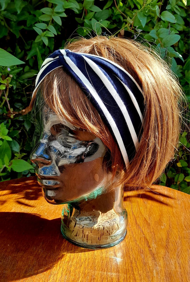 Bandeau jersey coton rayé marine M