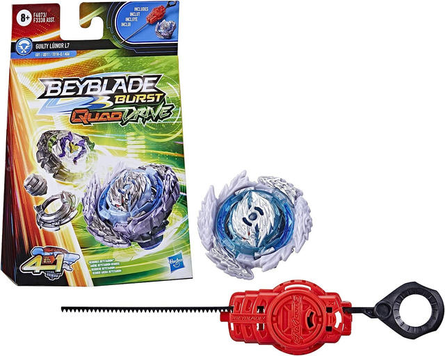 Hasbro Beyblade Burst QuadDrive, Starter Pack avec toupie Guilty Lúinor L7 et Lanceur, Jouet pour Enfants, Multicolore, Taille Unique