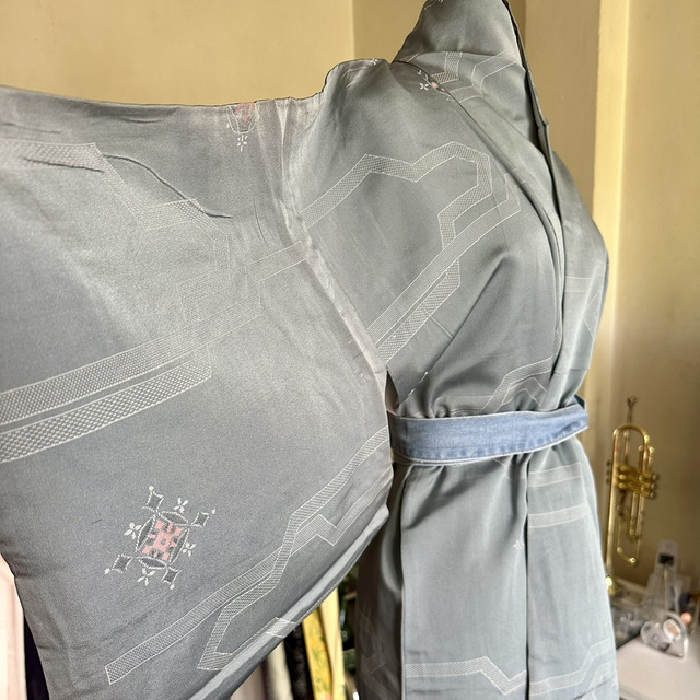 Kimono soie bleu pâle 