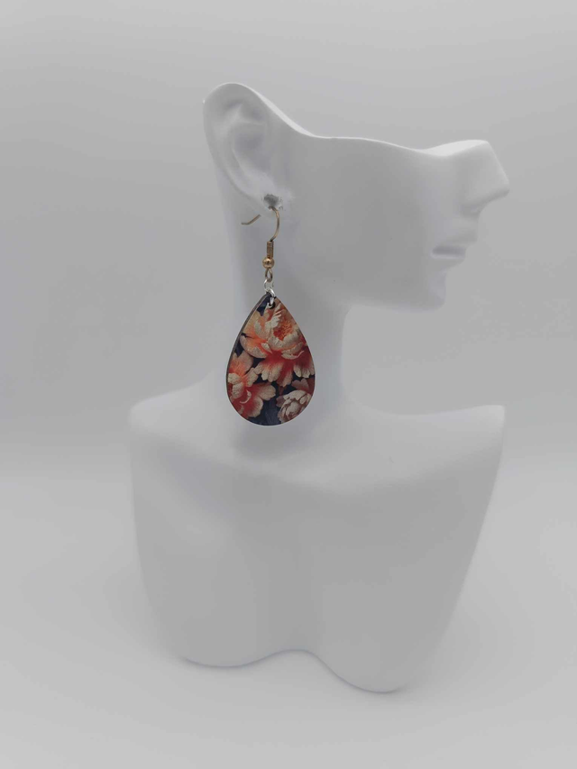 Boucles d&#039;oreilles en bois sublimé Goutte