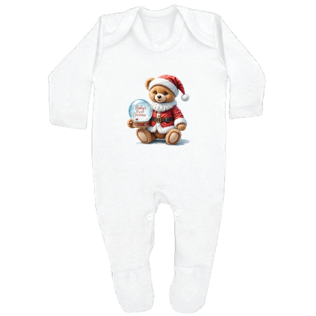 BABY'S 1ST CHRISTMAS - 0–3 Month Baby Grow – White | Adroit Baby