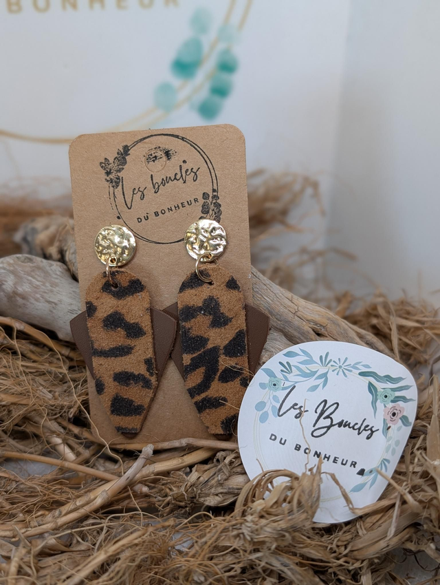 Boucles d&#039;oreilles Graphique léopard marron gr010