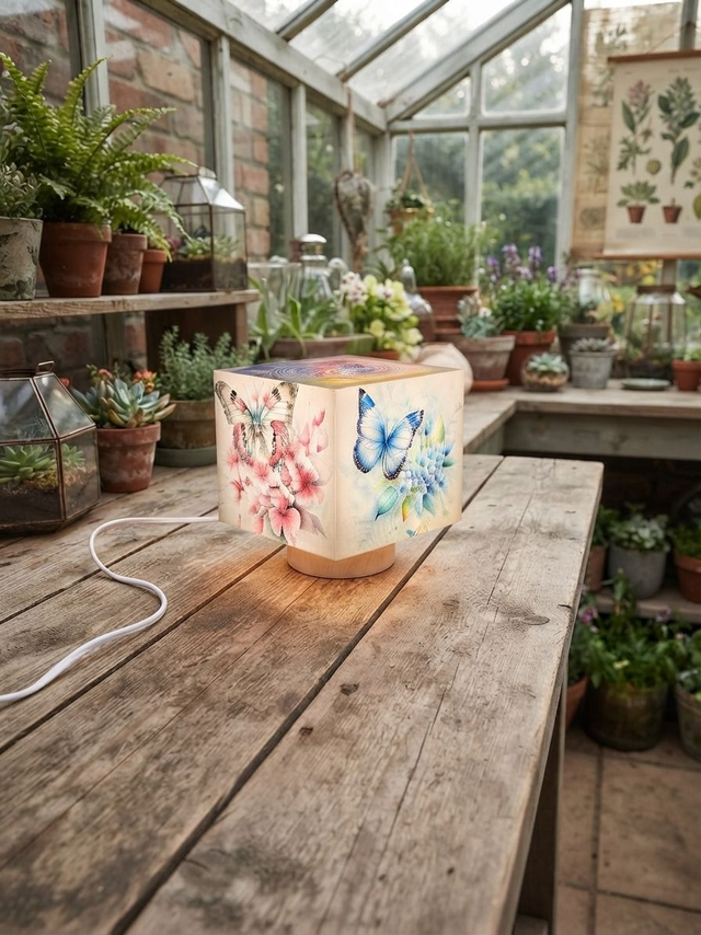 Lampe d'ambiance en cire 10x10cm - "Papillon 2"