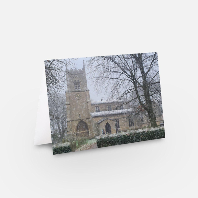 Nettleham Village Church Snowy Winter Christmas greeting card