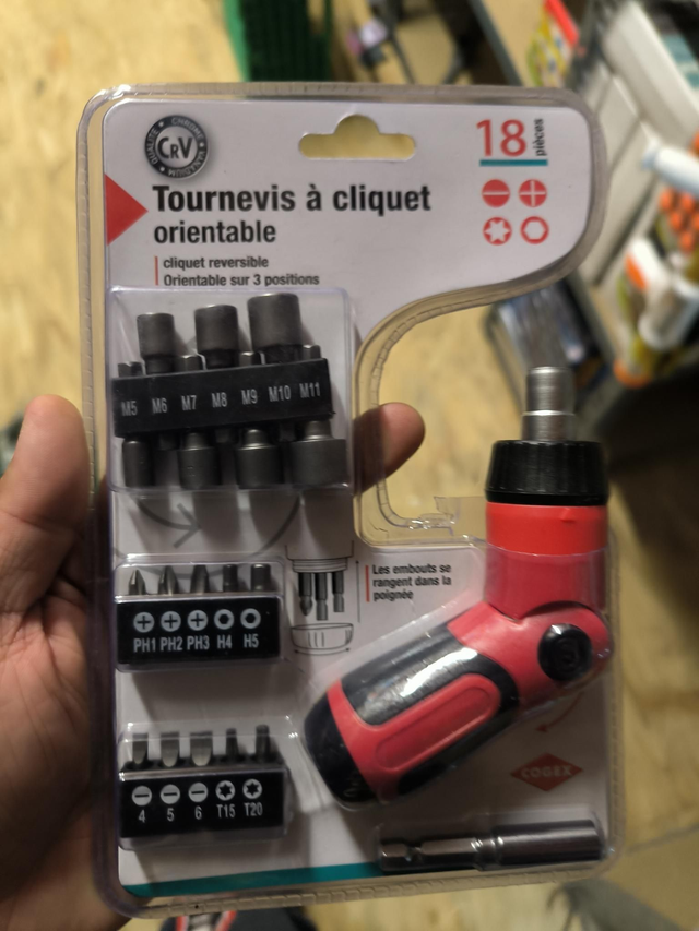 TOURNEVIS A CLIQUET ORIENTABLE 18 PIECES