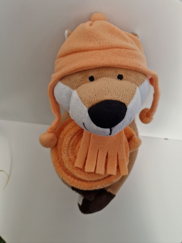 Peluche Renard Avec Plaid Orange
