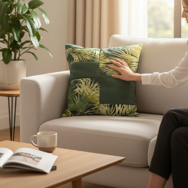 Coussin , modèle tropical 40x40