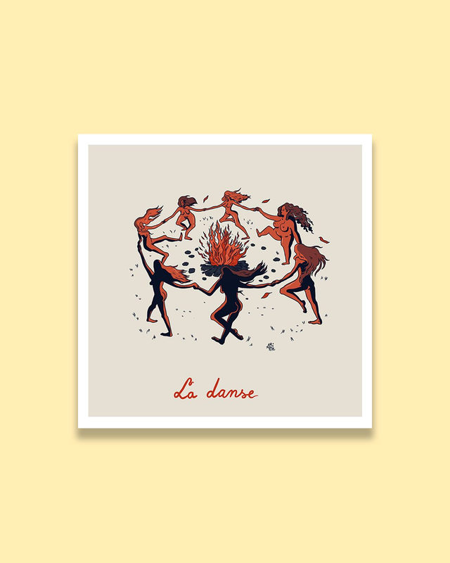 Sorcière: "la danse" impression d'art en 10x10 cm