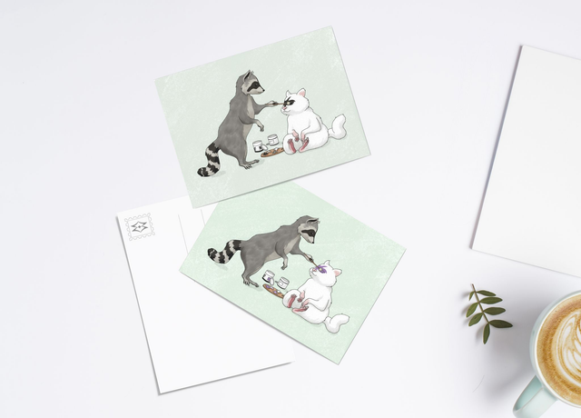 Carte postale de deux ratons laveur