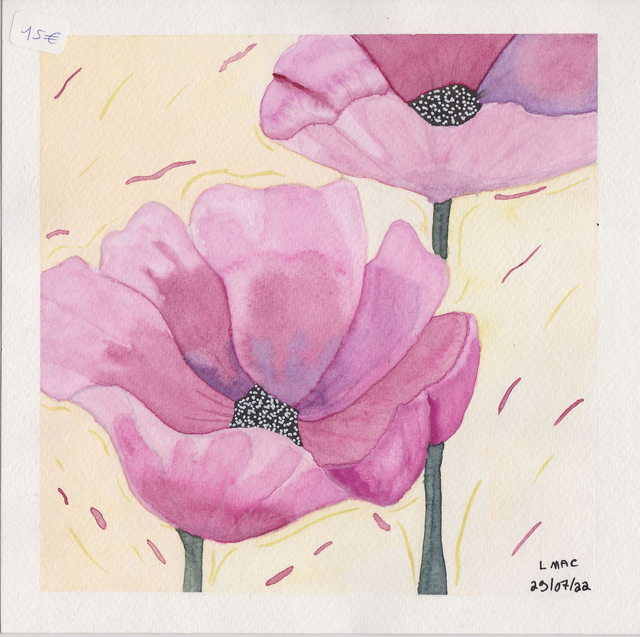 "Fleurs fushia" (20,6 x 21 cm)