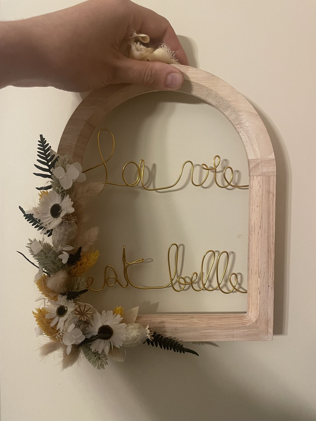 Cadre fleurs séchées avec écriture 