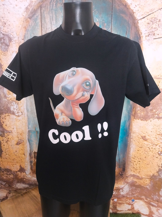 T-Shirt Noir Homme Dog Cool (H25)