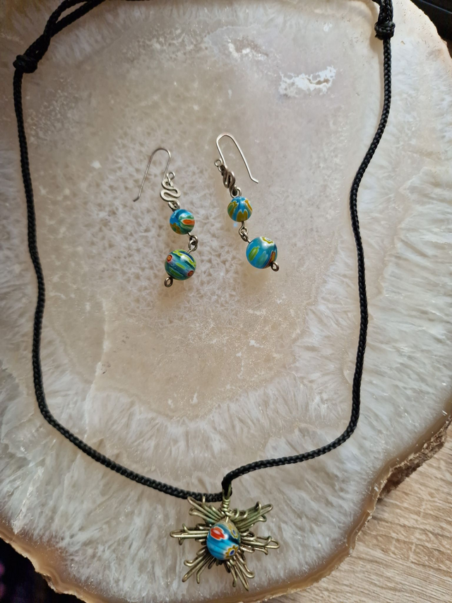 Parure Bijoux Boucle D'oreilles Serpents Perles Collier Réglable Soleil Perle