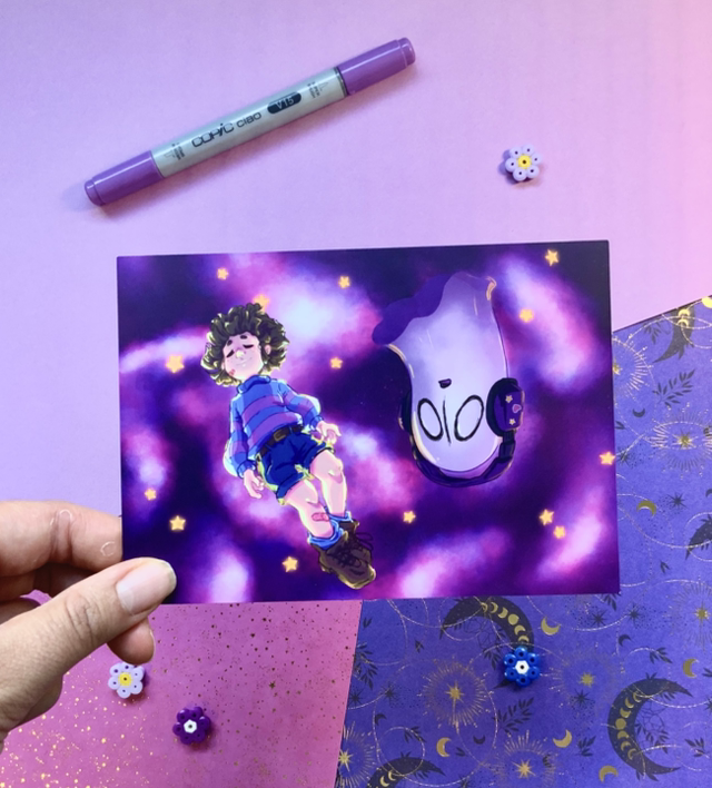 Nabstablook and Frisk - Undertale Print A6