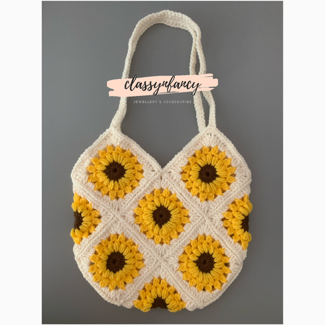 cream sunflower bag
