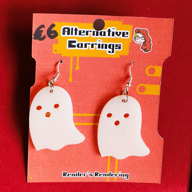 White Ghost - Alternative - Earrings  [EAR-ALT-GO-W]