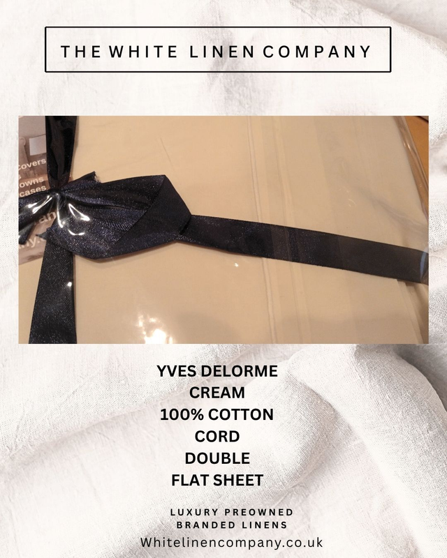 YVES DELORME - Cream Cord DOUBLE FLAT SHEET  - CREAM 100% Cotton Flat Sheet