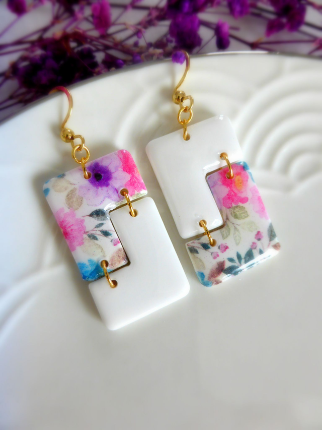 Boucles d'oreilles asymétrique - Fleurs de Lumière