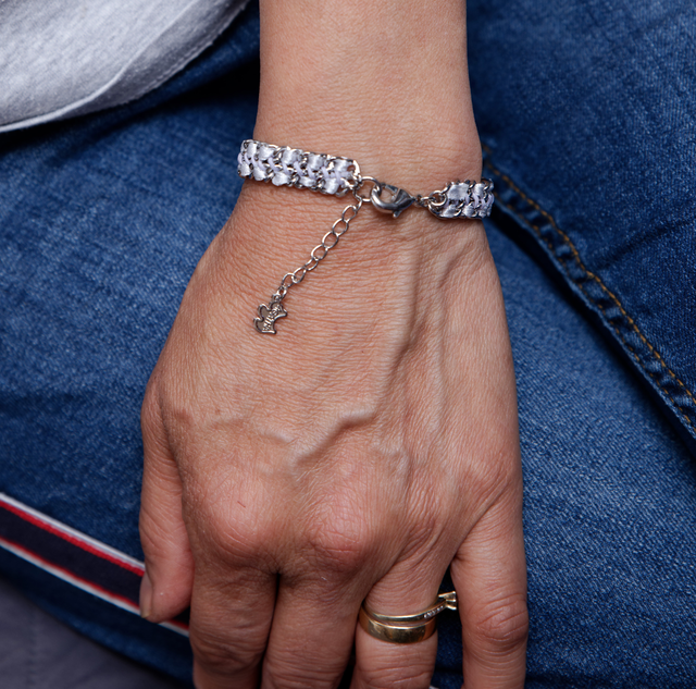 Bracelet double mailles argenté, personnalisé Ateliers Tamalet Vintage Agatha  (collector)