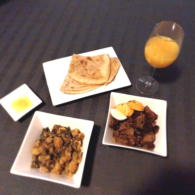 Roti lam en groenten (met ei)