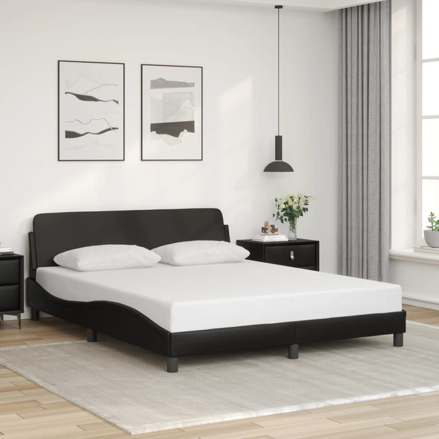 Cadre de lit sans matelas noir 160x200 cm similicuir