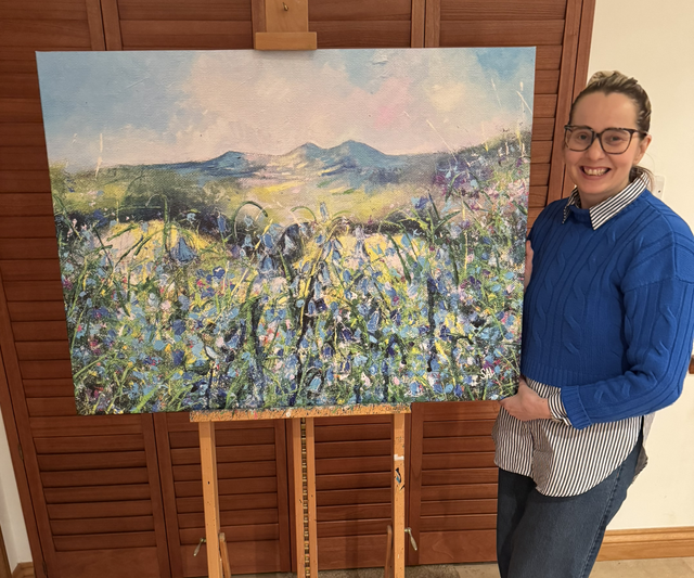 Print- Eildons with Bluebells- large canvas