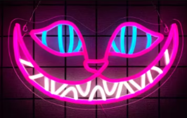 LED lamp neon stijl Cheshire Cat grijns (37x20cm)
