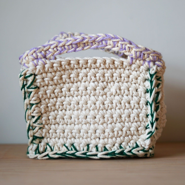 Crochet Bag - Mauve/Green