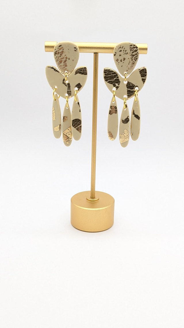 Boucles d'oreilles en pâte polymère - assemblage doré