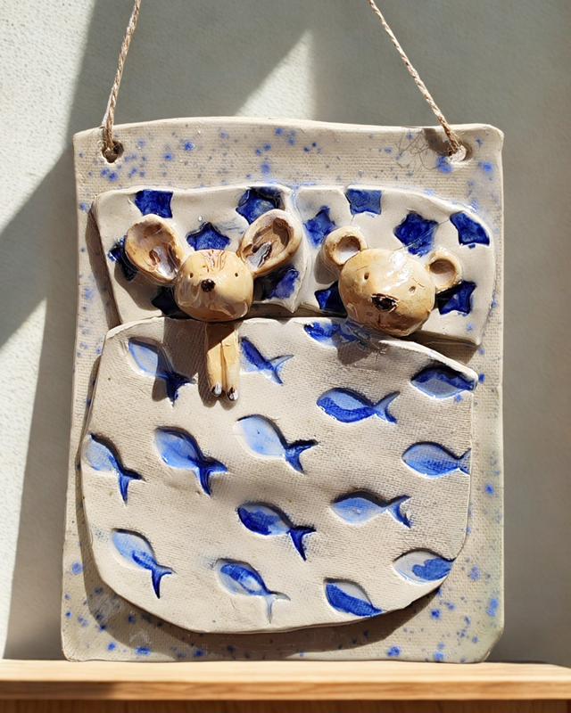 Ceramiczny szyld na drzwi sypialni: Myszka i Miś