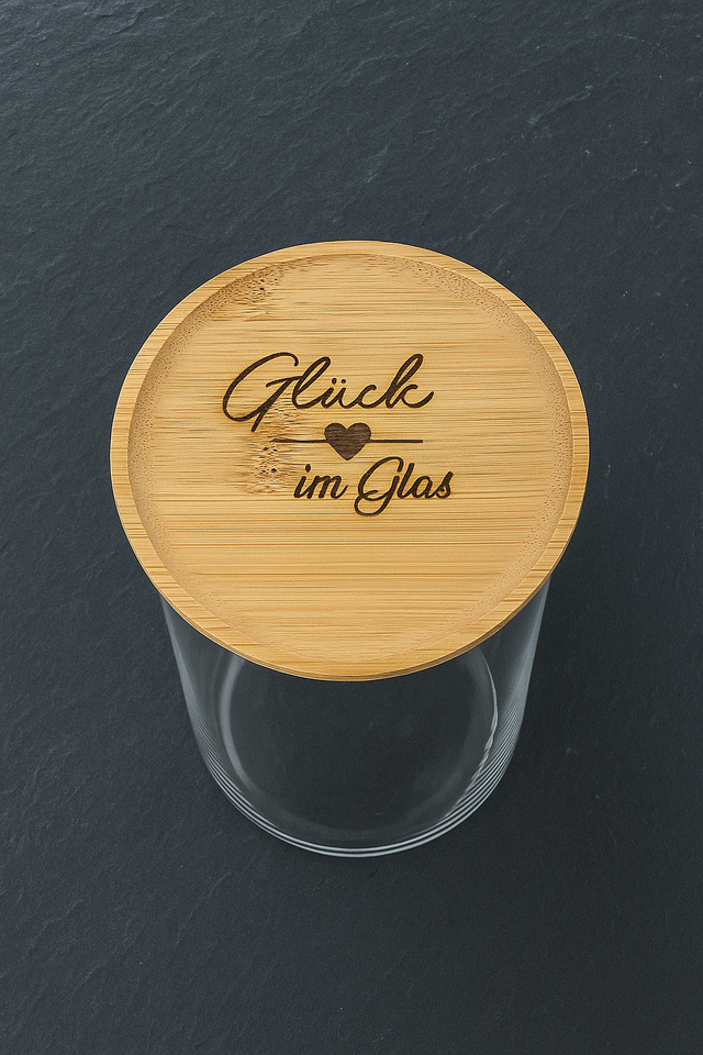 Stylisches personalisiertes Aufbewahrungsglas – 900 ml mit Bambusdeckel