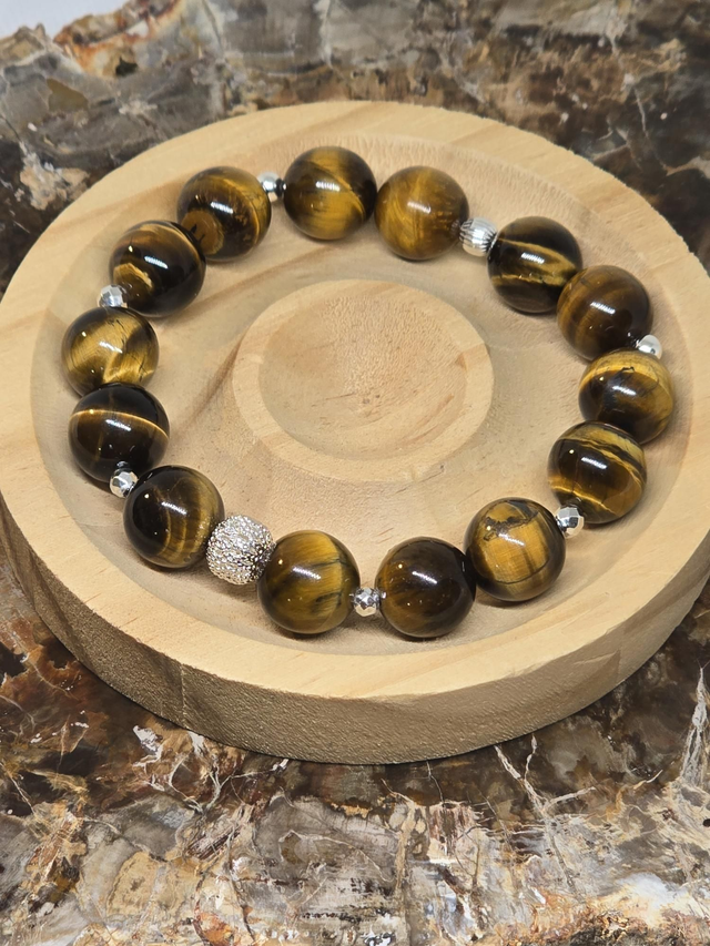 Bracelet Œil de tigre XL en 1,2 cm 