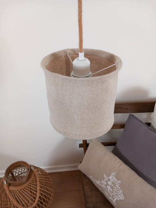 Abat-jour suspension en chanvre naturel uni (Ø20 cm)