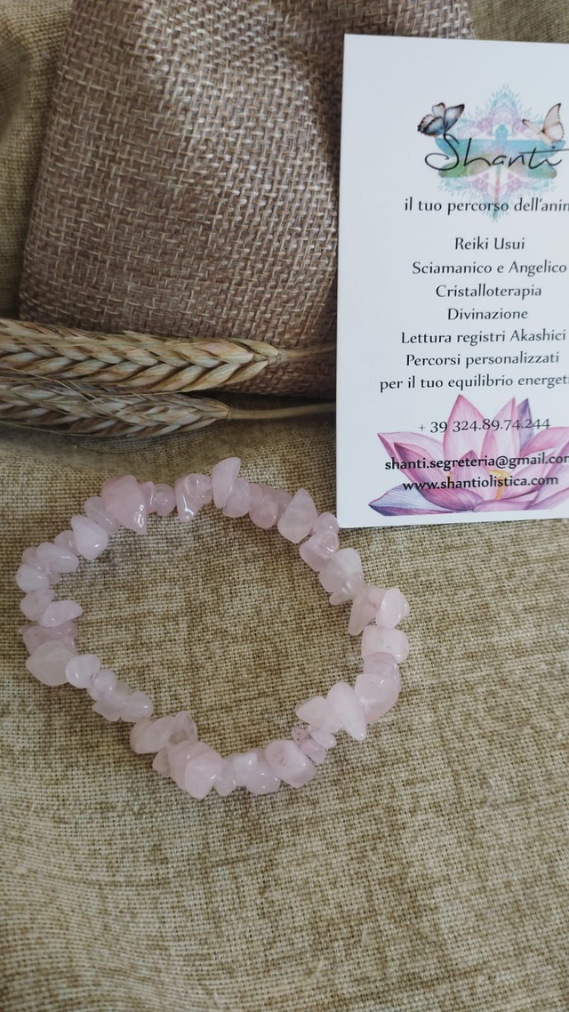 Bracciale unisex chips quarzo rosa