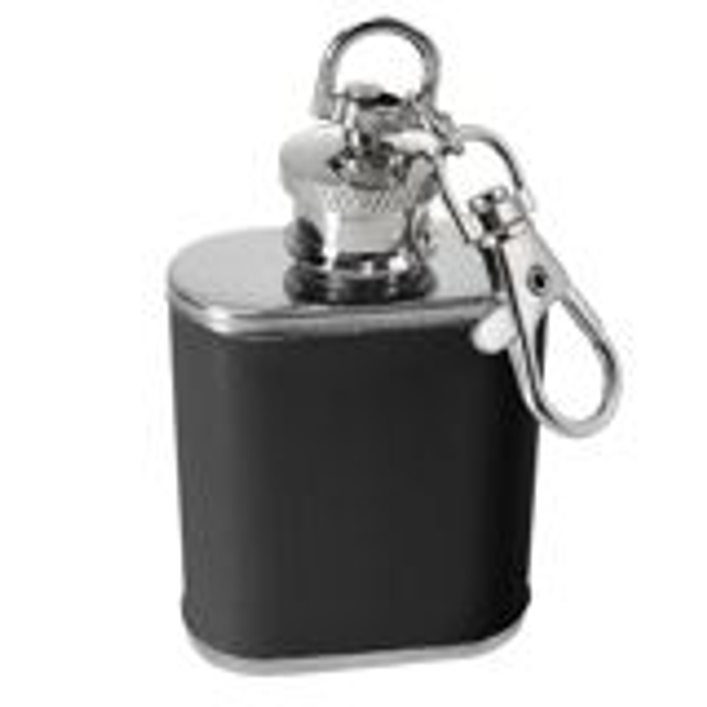 1oz Mini Leather Hip Flask Keyring