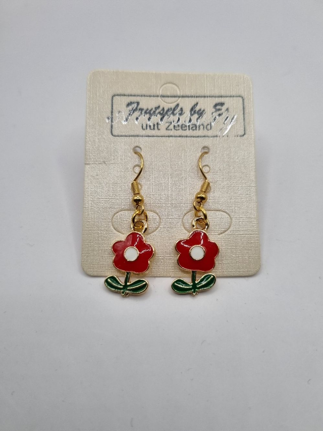 Oorbellen bloem emaile