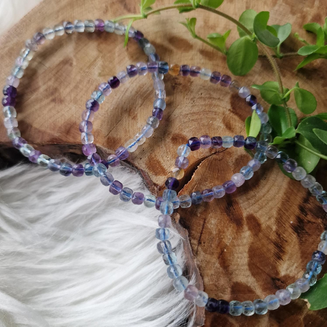 Fluorite Sugar cube faceted bracelet 