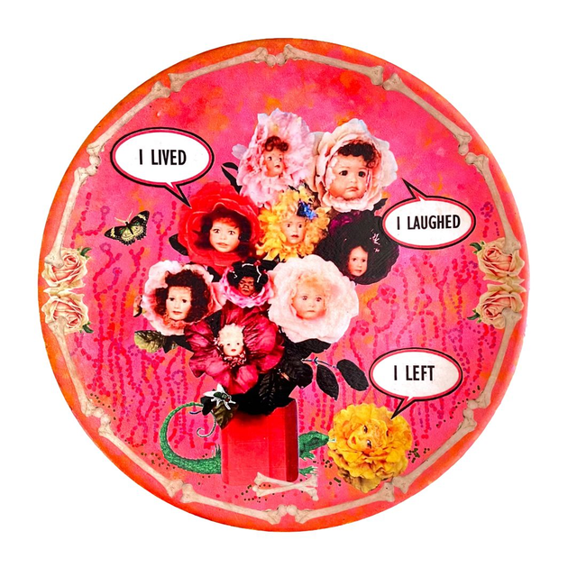Pink Upcycled Wall Plate - "I Lived I Laughed I Left" - by House of Frisson