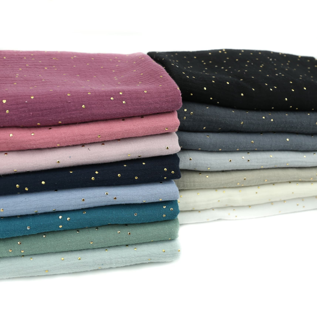 Musselin Double Gauze Goldene Sprenkel